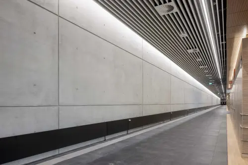 Exposed concrete surfaces at Messe Düsseldorf superbly finished with MC’s concrete cosmetics