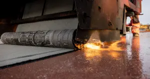Close-up of the firing of the welding sheets