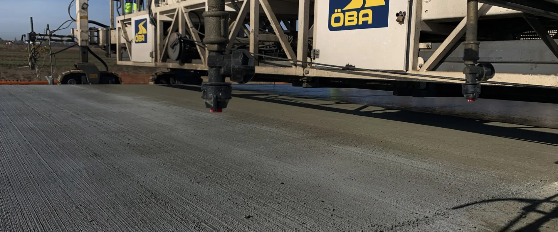 View of the construction of a concrete bypass in Romania