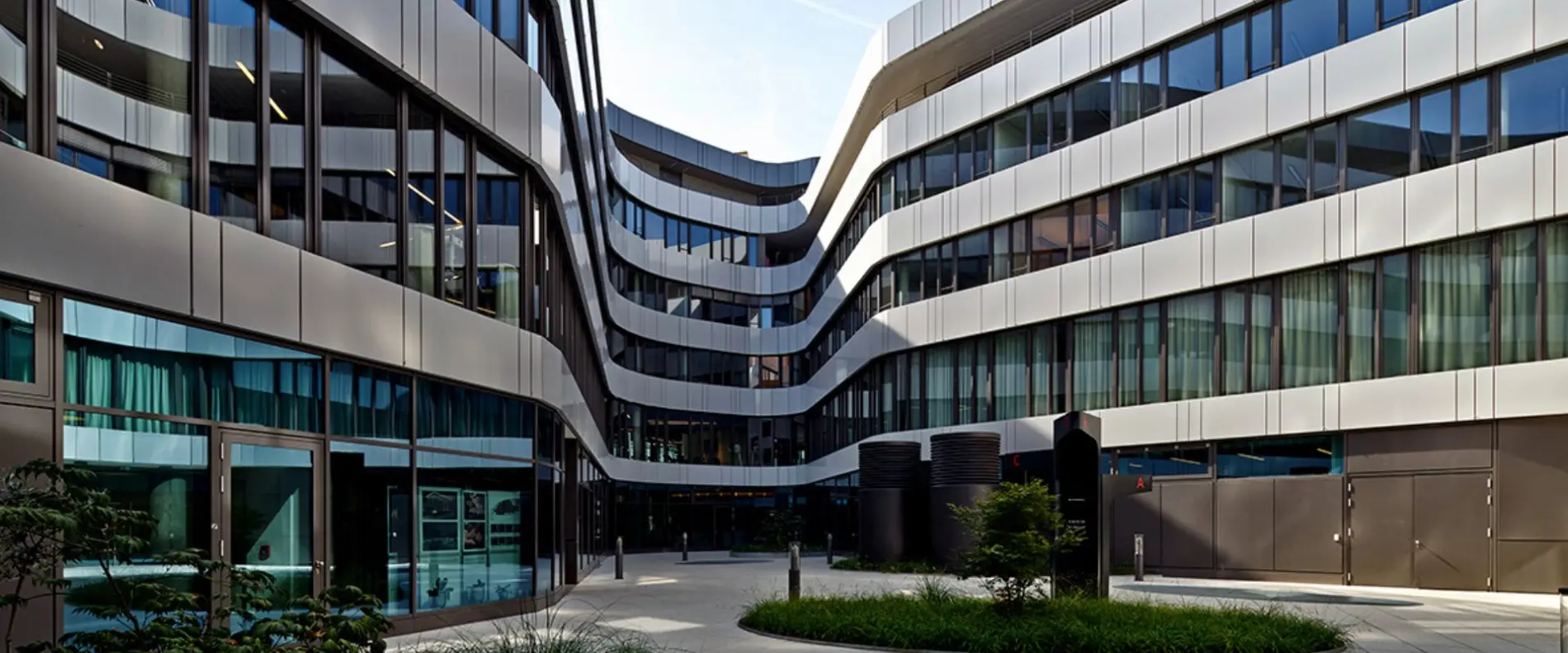 Voiew of the Courtyard of the DGNB (German Sustainable Building Council) head office complex